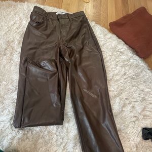 Brown faux leather pants